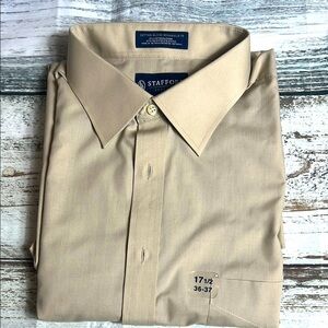 Stafford Men's Tan Long Sleeve Dress Shirt Sz 17.5 (36/37) NWOT